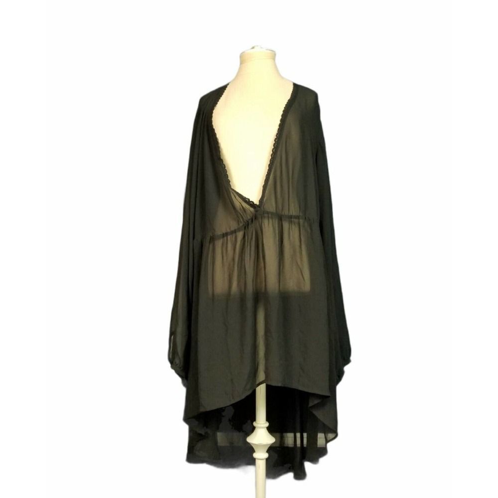 Torrid Women's Babydoll Tunic Hi Lo Hem Black Chiffon Deep V Size 5